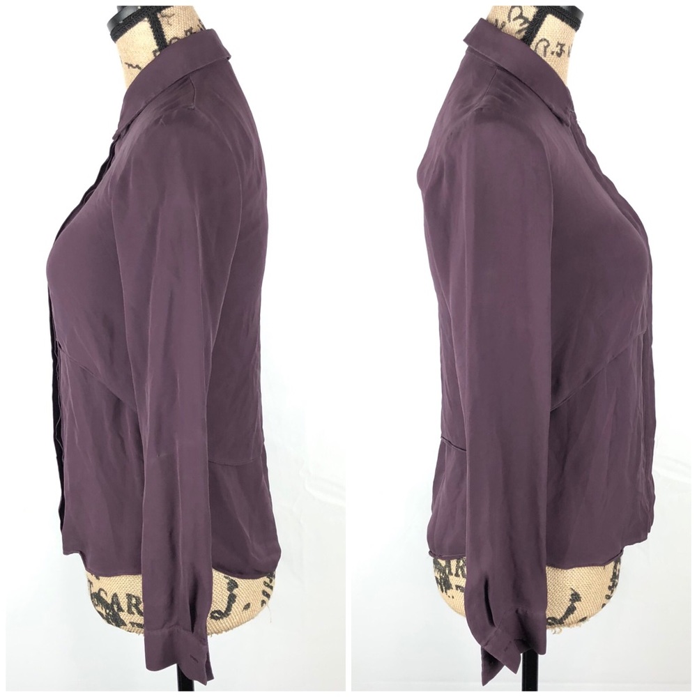 Theory Rosita Silk Blouse Deep Purple Layered - Picture 3 of 6